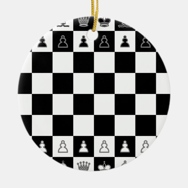 Ornamento De Cerâmica Tabuleiro de xadrez chess board (Frente)