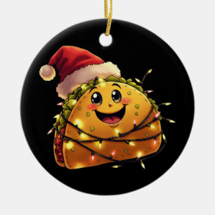 Ornamento De Cerâmica Tacos Natal Engraçado Papai Noel Taco Comida Mexic