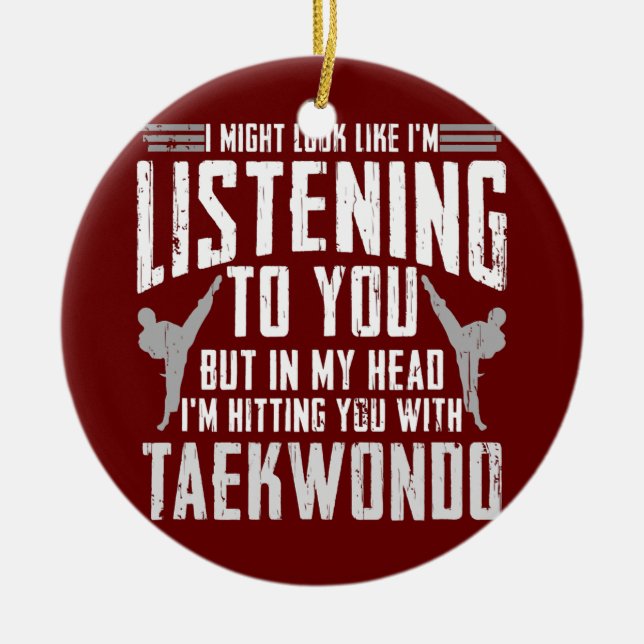 Ornamento De Cerâmica Taekwondo Self Defensor Artes Marciais Coreano  (Frente)