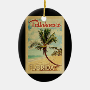 Ornamento De Cerâmica Tallahassee Palm Tree Viagens vintage