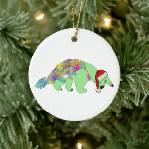 Ornamento De Cerâmica Tamanduá de Natal Engraçado Estranho Psicodélico A