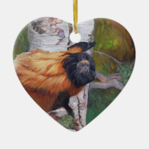 Ornamento De Cerâmica Tamarin Preto-enfrentado do leão