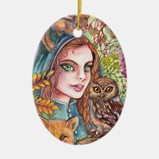 Ornamento De Cerâmica Tamer em Autumn Woods (Frente)