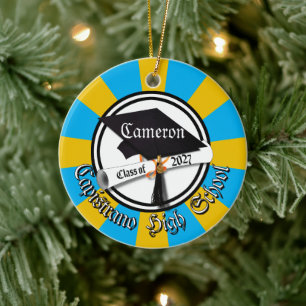 Ornamento De Cerâmica Tampa de Diploma Turma de 2027 Foto Graduação