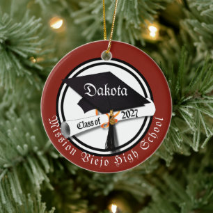 Ornamento De Cerâmica Tampa de Diploma Turma de 2027 Foto Graduação