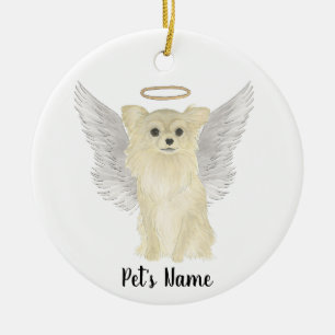 Ornamento De Cerâmica Tan Long Haired Chihuahua Simpatia Memorial