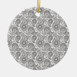Ornamento De Cerâmica Tangerine Black Paisley