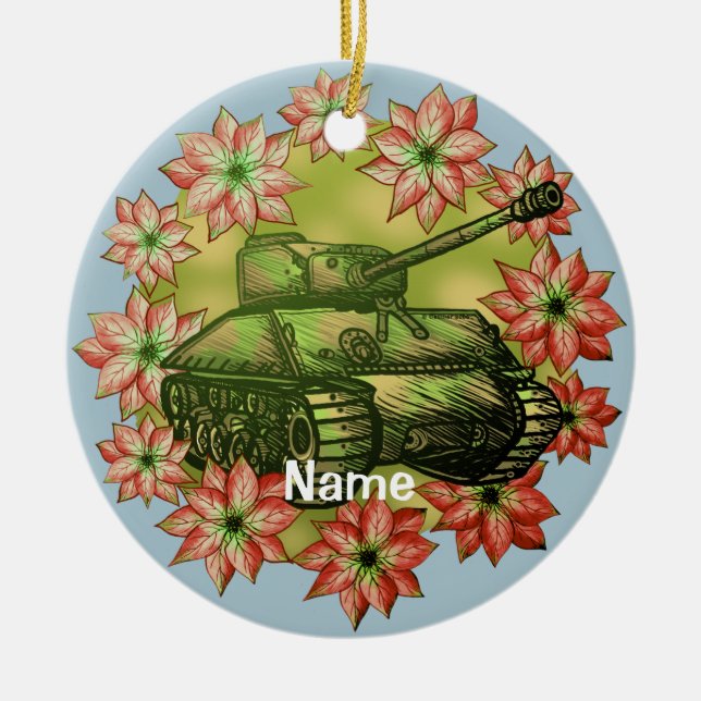 Ornamento De Cerâmica Tank Christmas ornament (Frente)