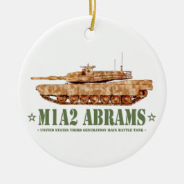 Ornamento De Cerâmica Tanque M1A2 Abrams MBT EUA Veterano da Tempestade 