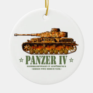 Ornamento De Cerâmica Tanque Médio Alemão Panzer IV D Segunda Guerra Mun