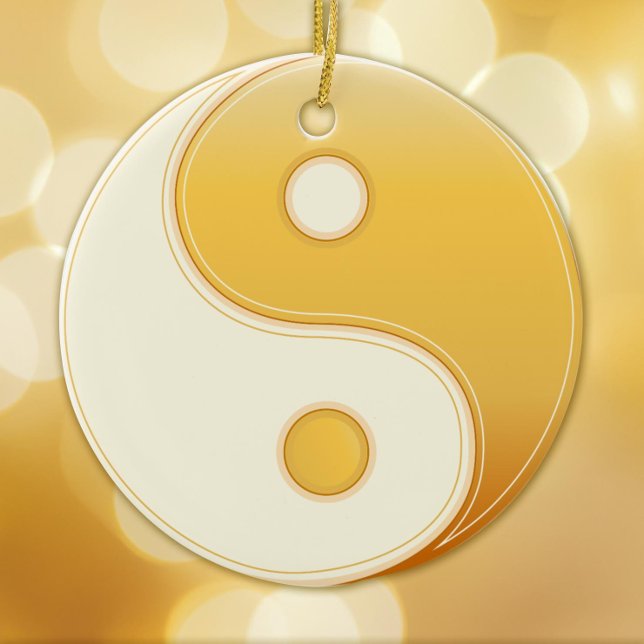 Ornamento De Cerâmica Taoism Symbol (Gold Yin Yang mandala, symbol of Taoism.  Peace.)