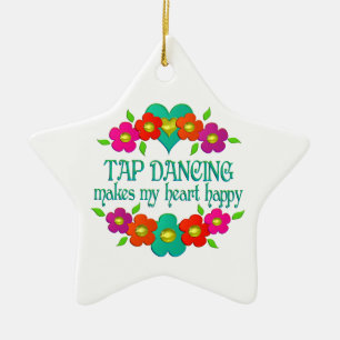 Ornamento De Cerâmica Tap Dancing Heart Happy