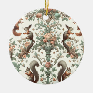 Ornamento De Cerâmica Tapeçaria do Esquilo da Floresta Vitoriana