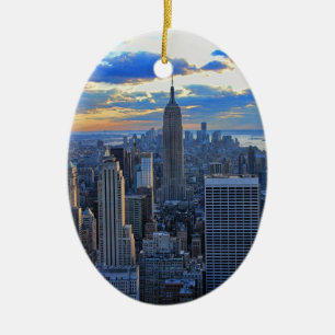 Ornamento De Cerâmica Tarde da tarde NYC Skyline quando o pôr do sol se
