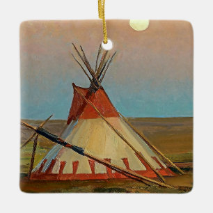 Ornamento De Cerâmica “Tarde na Reserva Blackfeet” por Maynard