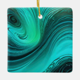 Ornamento De Cerâmica "Tarifa" Blue Swirls Ondas