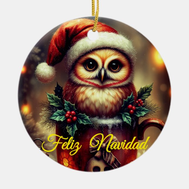 Ornamento De Cerâmica Tarjeta Navideña  (Frente)