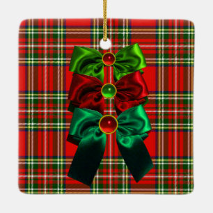 ORNAMENTO DE CERÂMICA TARTAA ESCOCITA COM ARCOS VERDE DE NATAL VERDE