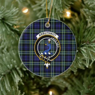 Ornamento De Cerâmica Tartan e Brasão do Clã Escocês Arbuthnot