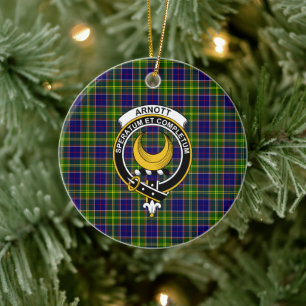 Ornamento De Cerâmica Tartan e Brasão do Clã Escocês Arnott