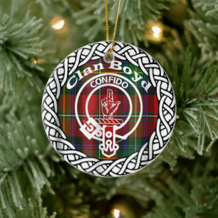 Ornamento De Cerâmica Tartan e Brasão do Clã Escocês Boyd