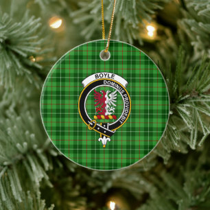 Ornamento De Cerâmica Tartan e Brasão do Clã Escocês Boyle