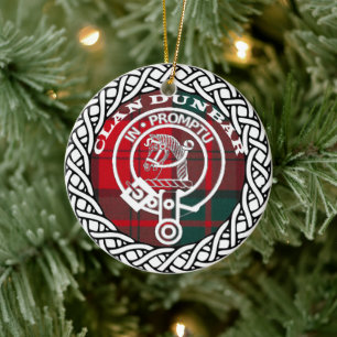 Ornamento De Cerâmica Tartan e Brasão do Clã Escocês Dunbar