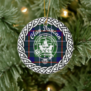 Ornamento De Cerâmica Tartan e Brasão do Clã Escocês Duncan