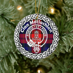 Ornamento De Cerâmica Tartan e Brasão do Clã Escocês Maclachlan