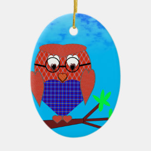 Ornamento De Cerâmica Tartan e Coração