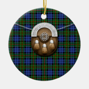 Ornamento De Cerâmica Tartan e Sporran de Colquhoun do clã