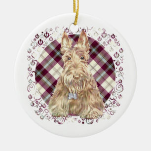 Ornamento De Cerâmica Tartan Trigo Scottie