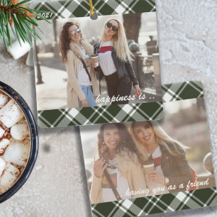 Ornamento De Cerâmica Tartan Xadrez Felicidade é Você como Amigo 2 Fot