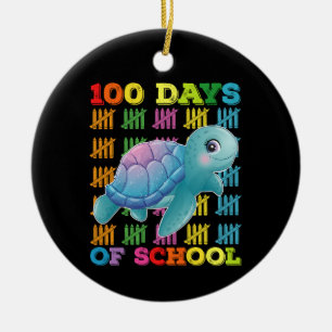 Ornamento De Cerâmica Tartaruga De 100 Dias De Escola Professor Aluno