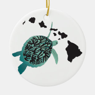 Ornamento De Cerâmica Tartaruga de mar verde de Havaí e ilhas de Havaí