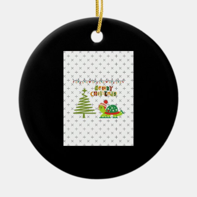 Ornamento De Cerâmica tartaruga de natal A-Line Vestida (Frente)