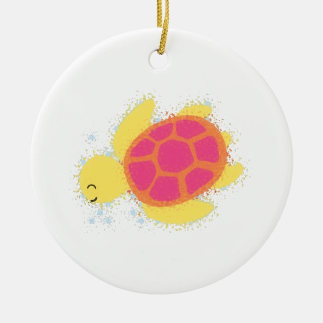 Ornamento De Cerâmica Tartaruga do Mar Cento (Frente)