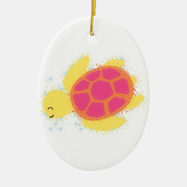 Ornamento De Cerâmica Tartaruga do Mar Cento (Frente)