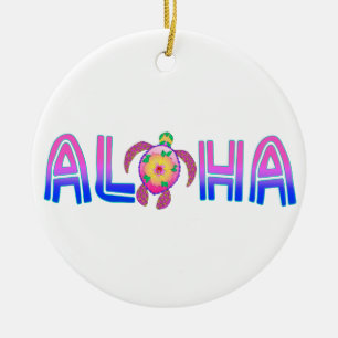 Ornamento De Cerâmica Tartaruga marinha tropical Aloha havaiana