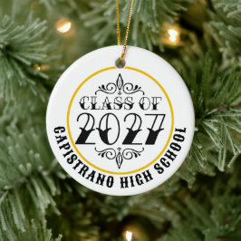 Ornamento De Cerâmica Tat-Style Gray Turma de 2027 Foto Graduação