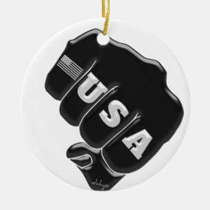 Ornamento De Cerâmica TATUAGEM da bandeira americana dos EUA do punho de