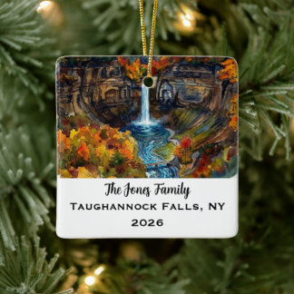 Ornamento De Cerâmica Taughannock Falls, NY Natal Personalizado