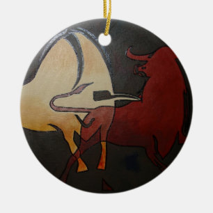 Ornamento De Cerâmica Taurean Bulls Animal Abstrato Art