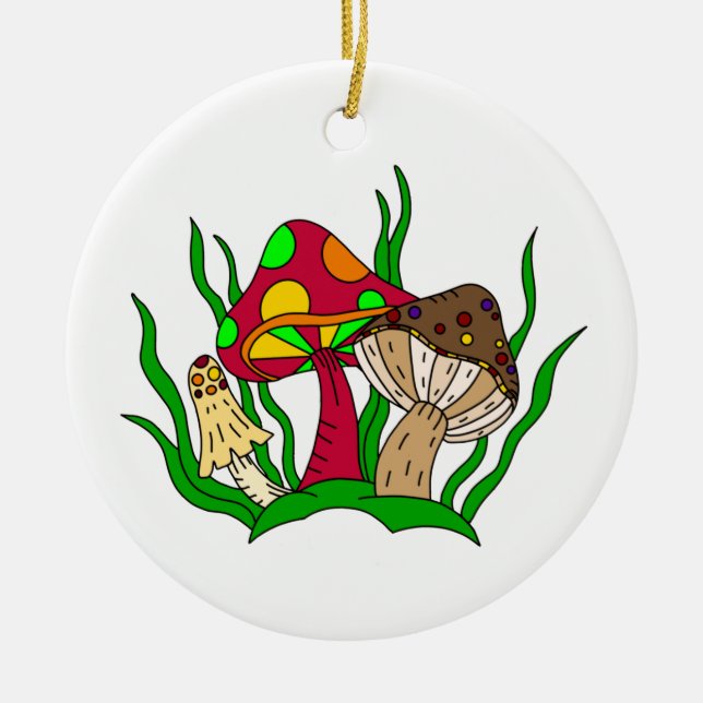 Ornamento De Cerâmica Te Amo Tão Muitíssimo | Mushroom Pun Christmas (Frente)