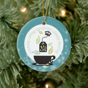 Ornamento De Cerâmica Tea cures everything teabag teacup Christmas