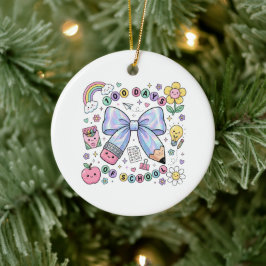 Ornamento De Cerâmica Teacher 100 Days of School Ornament