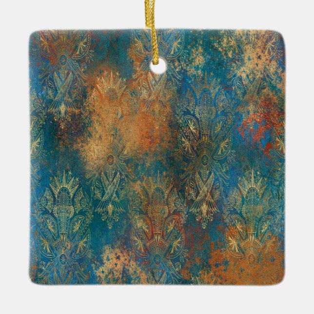 Ornamento De Cerâmica Teal Cooper Patina (Frente)