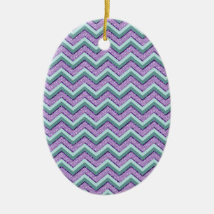 Ornamento De Cerâmica Teal e Ametyst ZigZag