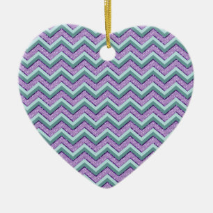 Ornamento De Cerâmica Teal e Ametyst ZigZag