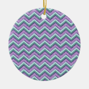 Ornamento De Cerâmica Teal e Ametyst ZigZag